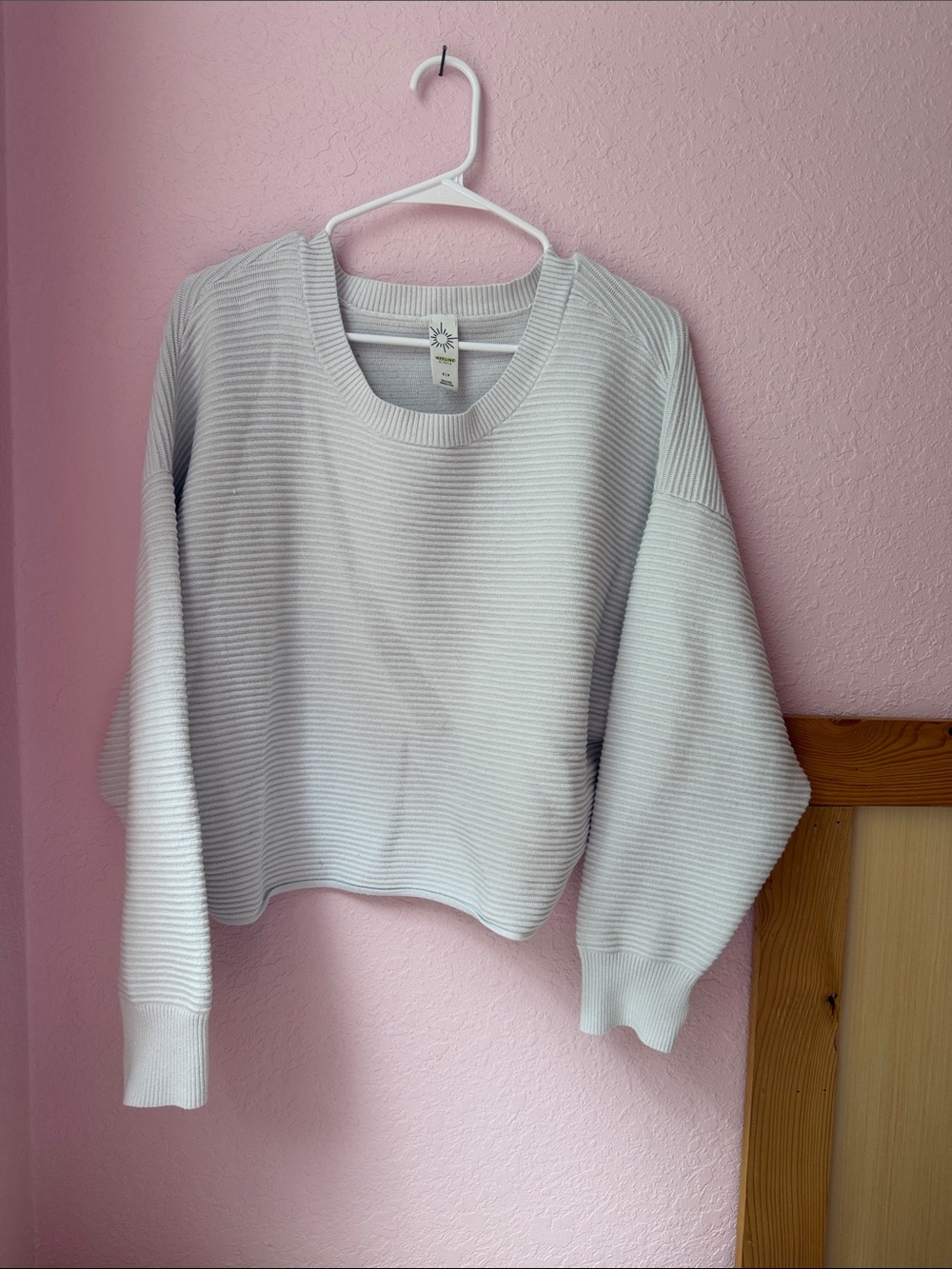 Light Gray Ribbed Crewneck Sweater Jacket